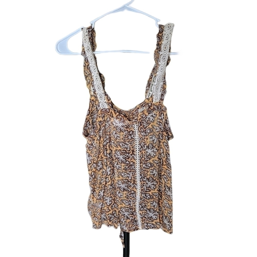 Anthropologie Brown Printed Cotton Tank Top - Picture 6 of 7